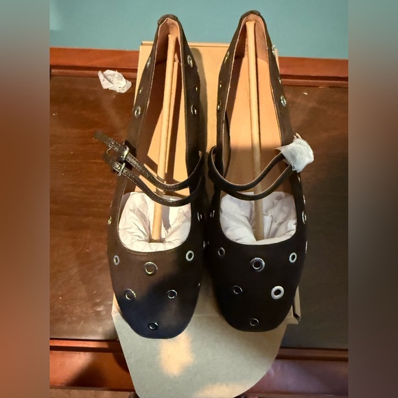 Madewell Double Strap Ballet Flats Brown Flats with Grommet Detail Size 8 NWT - Picture 4 of 9